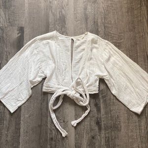 Billabong Linen Tie Front Open Back Flowy Top